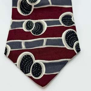 Louis Feraud Burgundy Red Silk Necktie Abstract Pattern